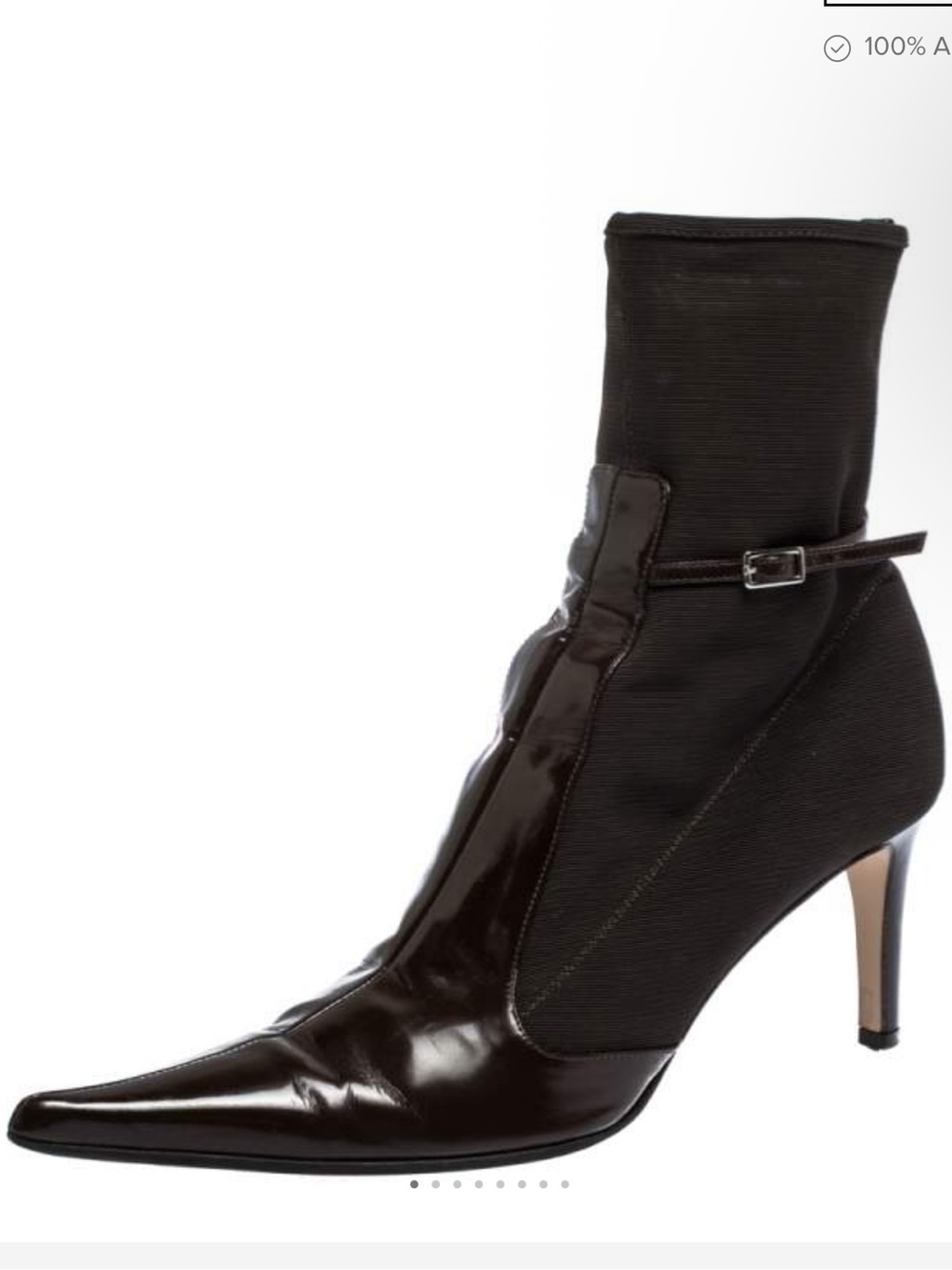 Sergio Rossi Black Patent Leather and Mesh Pointed Toe Ankle Boots Size 37